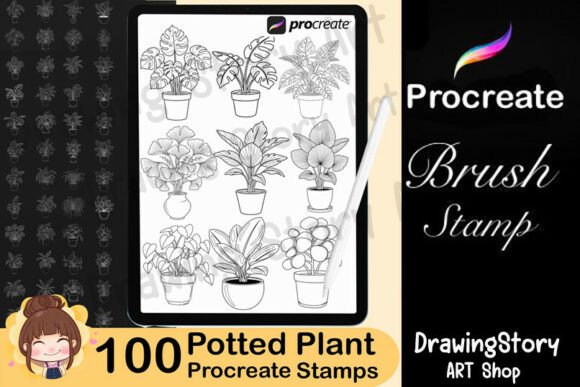 100 Potted Plants Stamps for Procreate: A Must-Have for Digital Artists