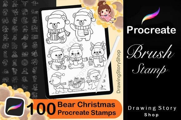 100 Procreate Bear Christmas Stamps: Creative Possibilities for Digital Artists