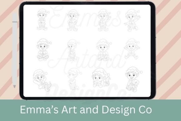 12 Cute Boy Elf Procreate Stamps: A Festive Addition to Digital Art Projects