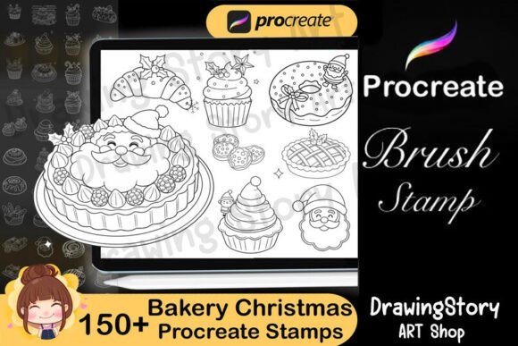 150 Bakery Christmas Stamps for Procreate