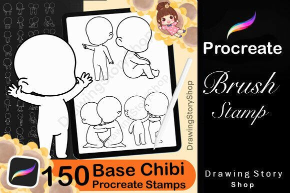 150 Procreate Chibi Pose Stamps: A Must-Have Resource for Digital Artists