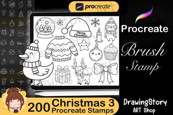 200 Procreate Christmas Stamps Set3