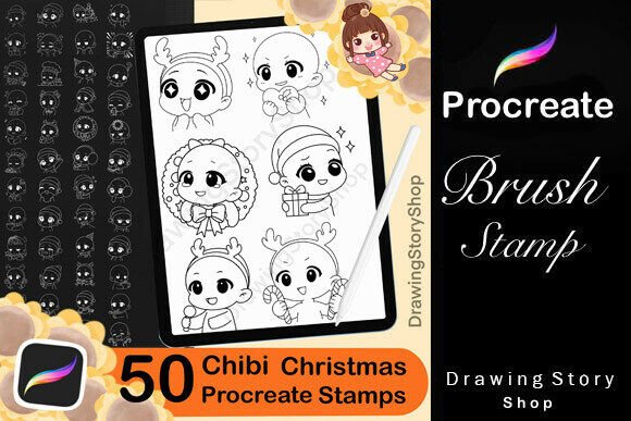50 Christmas Chibi Emote Bases Stamps