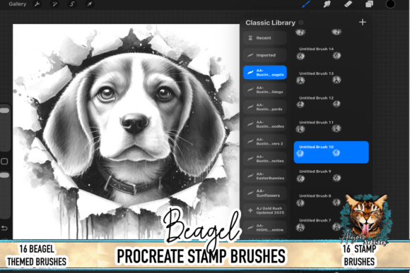 Basset Hound Procreate Brush Stamps: Bringing Soulful Charm to Digital Art