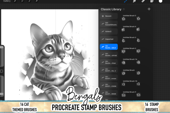 Bengal Cat Procreate Brush Stamps: Elevating Digital Art with Exotic Feline Flair