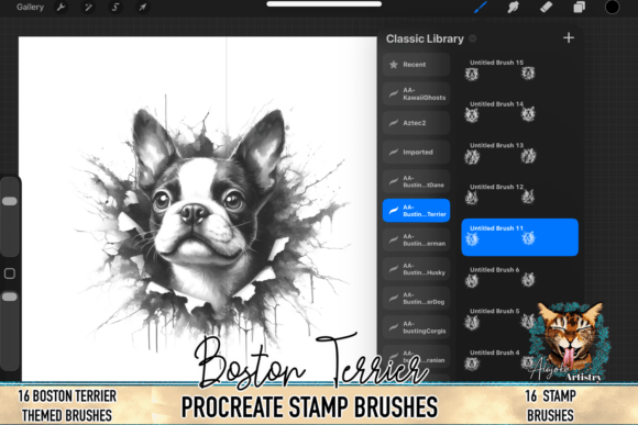 Boston Terrier Procreate Brush Stamps: Adding Personality to Digital Pet Art