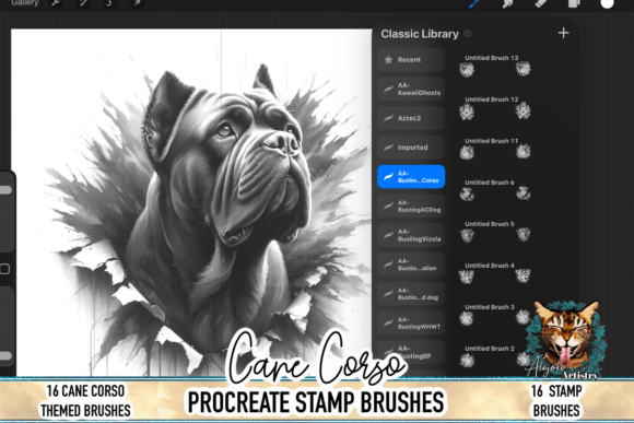 Cane Corso Procreate Brush Stamps