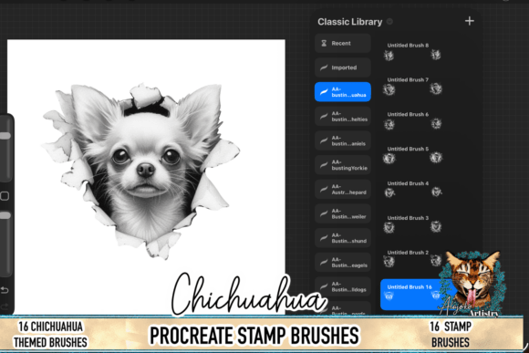 Chihuahua Procreate Brush Stamps: Bring Bold Personality to Digital Art