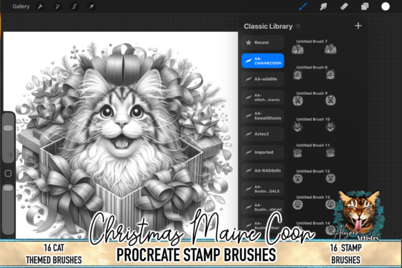 Christmas Maine Coon Procreate Brush Set: A Practical Tool for Feline-Inspired Digital Art