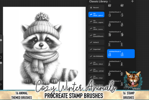 Cozy Winter Forest Animals Procreate Brush Set