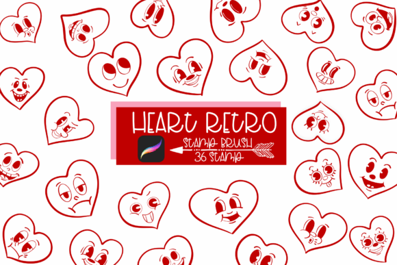 Heart Retro Procreate Stamp Brush: Vintage Charm for Digital Art