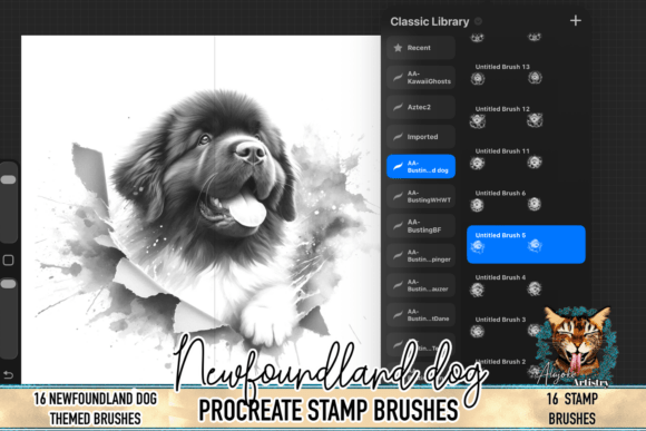 Newfoundland Dog Procreate Brush Stamps: A Creative Tool for Pet Lovers and Digital Artists