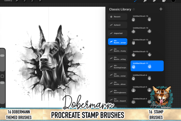 Unleashing Creativity with Dobermann Procreate Brush Stamps: A Digital Artist's Guide to Lifelike Pet Portraits