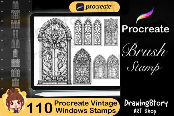 Unlock Creative Possibilities with 110 Vintage Windows Procreate Stamps