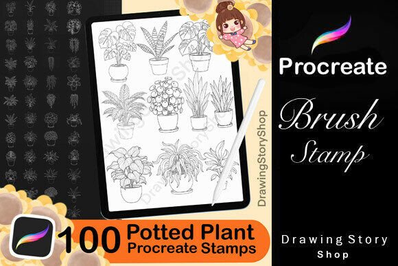 Unlock Your Creative Potential with 100 Procreate Potted Plant Stamps Brush