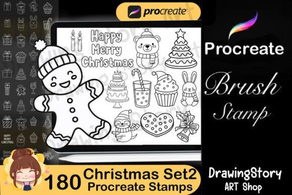 Unwrap Creative Possibilities with the 180 Procreate Christmas Stamps Set2