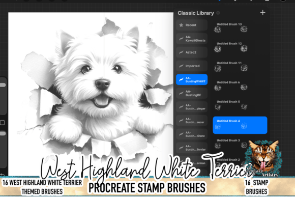 West Highland White Terrier Procreate Brushes for Dynamic Digital Art