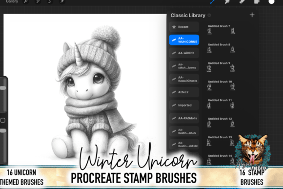 Winter Unicorn Procreate Brush Set: Frosty Magic for Digital Art